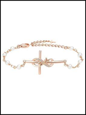 18K Gold Plated Faith Engraved Cross Bracelet Adjustable Chain